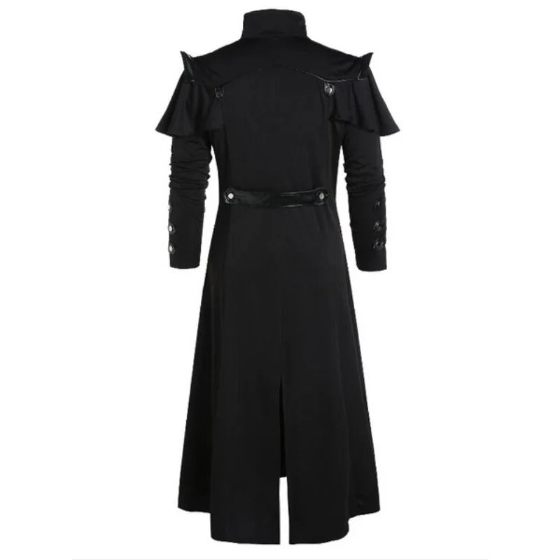 Gothic Steampunk Long Coat – Vintage Assassin Cosplay Jacket for Men