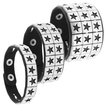 3PCS Black Gothic Spike Rivet PU Leather Bracelets for Men & Women