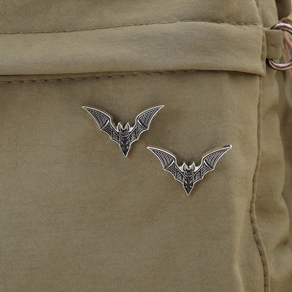 2PCS Gothic Bat Enamel Pins – Black Punk Halloween Brooch Set