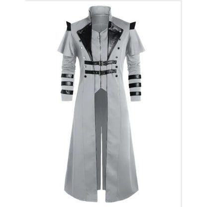 Gothic Steampunk Long Coat – Vintage Assassin Cosplay Jacket for Men