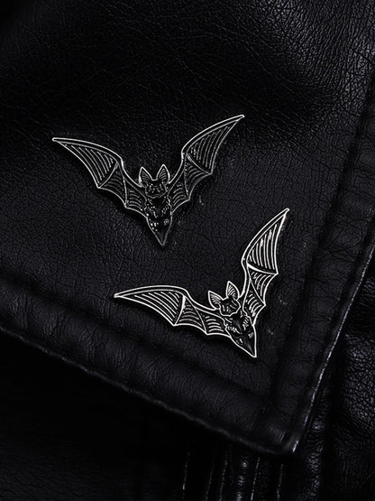 2PCS Gothic Bat Enamel Pins – Black Punk Halloween Brooch Set