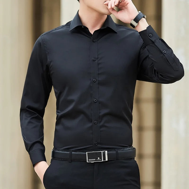 Men's Slim Fit Long Sleeve Dress Shirt – Business Casual