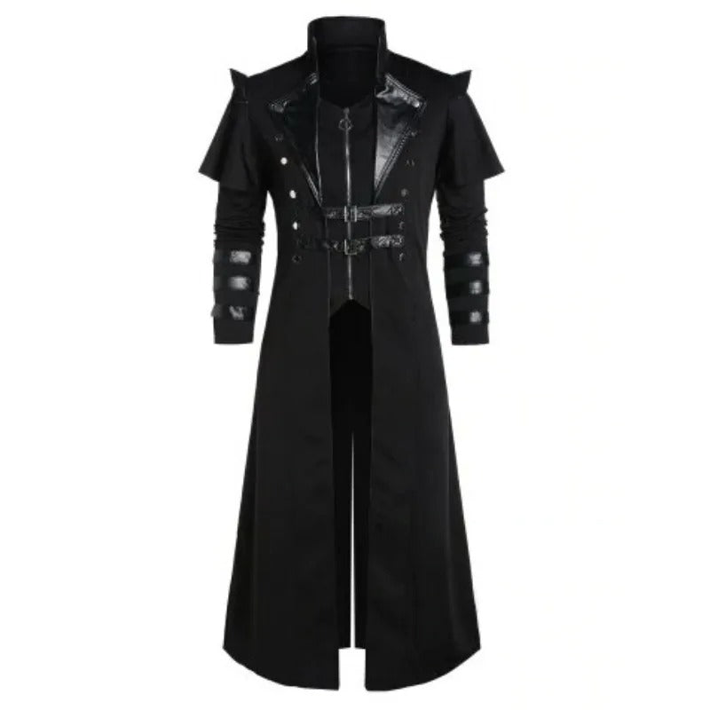 Gothic Steampunk Long Coat – Vintage Assassin Cosplay Jacket for Men