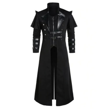 Gothic Steampunk Long Coat – Vintage Assassin Cosplay Jacket for Men