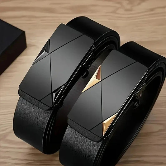Men's Automatic Alloy Buckle PU Leather Belt – Fashion Casual Jeans Belt