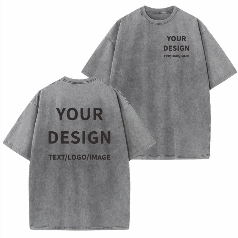 Men's 100% Cotton Customizable Vintage Wash Oversized T-Shirt