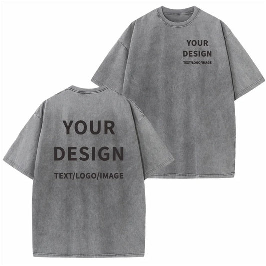 Men's 100% Cotton Customizable Vintage Wash Oversized T-Shirt