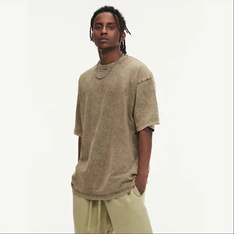 Men's 100% Cotton Customizable Vintage Wash Oversized T-Shirt