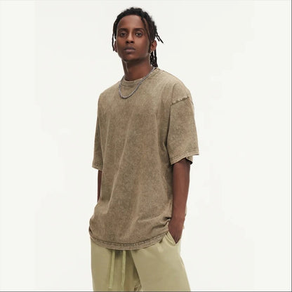 Men's 100% Cotton Customizable Vintage Wash Oversized T-Shirt