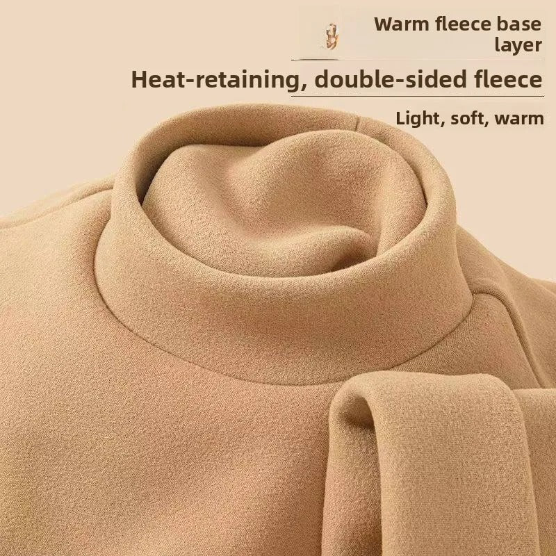 Men's Thermal Underwear Top – Double-Sided Fleece Long Sleeve Mock Neck Shirt