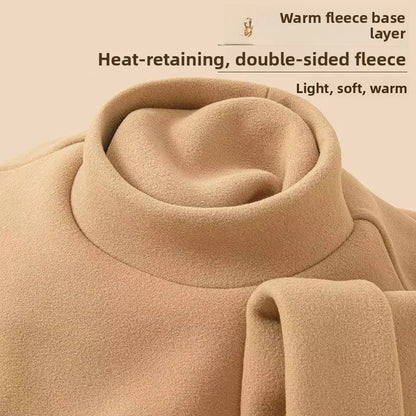 Men's Thermal Underwear Top – Double-Sided Fleece Long Sleeve Mock Neck Shirt