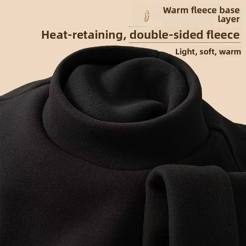 Men's Thermal Underwear Top – Double-Sided Fleece Long Sleeve Mock Neck Shirt