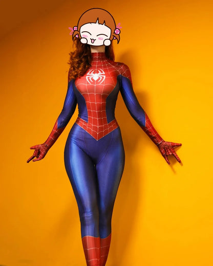 Women's Superhero-Inspired Bodysuit Costume – Stretch Halloween Party Jumpsuit