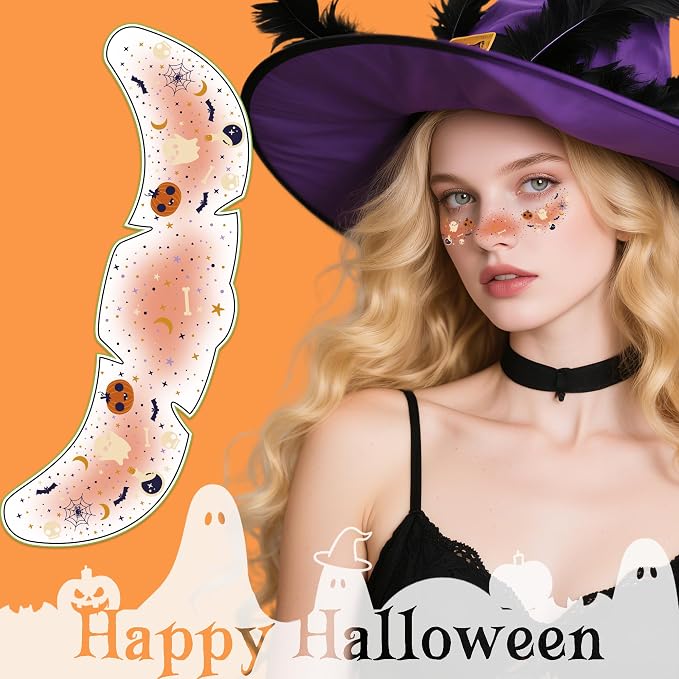Halloween Temporary Face Tattoos – 9 Pack Black Bat Designs